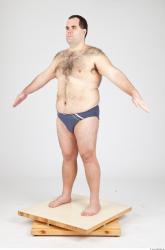 Whole Body Man White Underwear Overweight Studio photo references